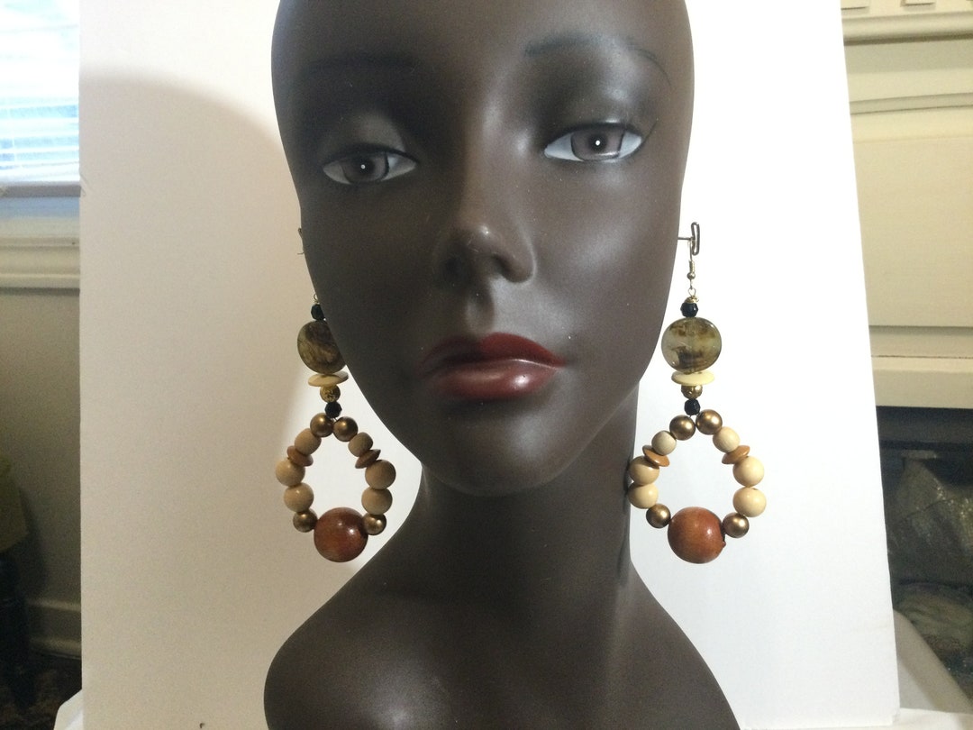 Multiple Color Natural Wood Beads Brass Beads Oriental Etsy