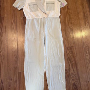 Vintage 1980s J.B. Wright Ltd Petites Utility Jumpsuit Beige