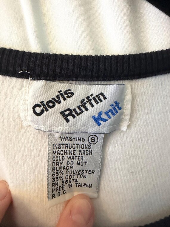 Vintage Clovis Ruffin Knit Dress – Graphic Pop Art Face Print, 80s/90s Wearable Art View 3