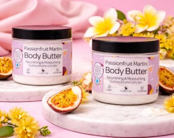 Körperbutter | Feuchtigkeitscreme für trockene Haut | Passionsfrucht Körperbutter | Feuchtigkeitscreme für den Körper | Vegane Hautpflege | Geschenk für Sie