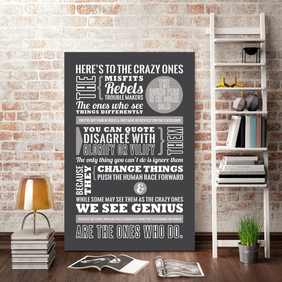 Steve Jobs Zitat Hier Ist Zu Den Verruckten Apple Ad Typografie Poster
