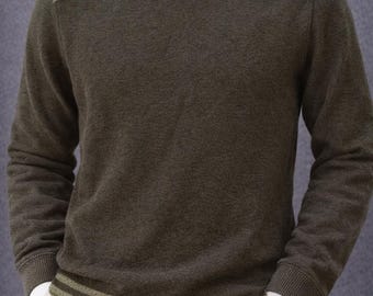 Jersey de cuello redondo para hombre Calvin Klein, color verde oliva oscuro, talla M, nuevo con etiquetas.