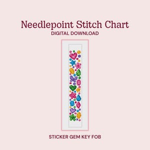 Sticker Gem Key Fob Needlepoint Chart or Cross Stitch Pattern (Digital Download)