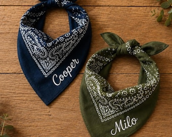 Personalized Embroidered Bandana ,Custom Cowgirl Western handkerchief, Paisley Design Scarf, Bachelorette Party Bandana, Cat Dog Bandanas