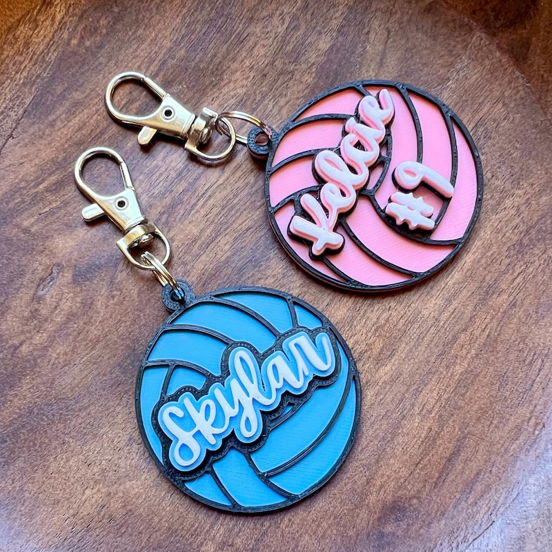 Personalized 3D Volleyball Bag Tag – Custom Name & Optional Number in 3 Colors