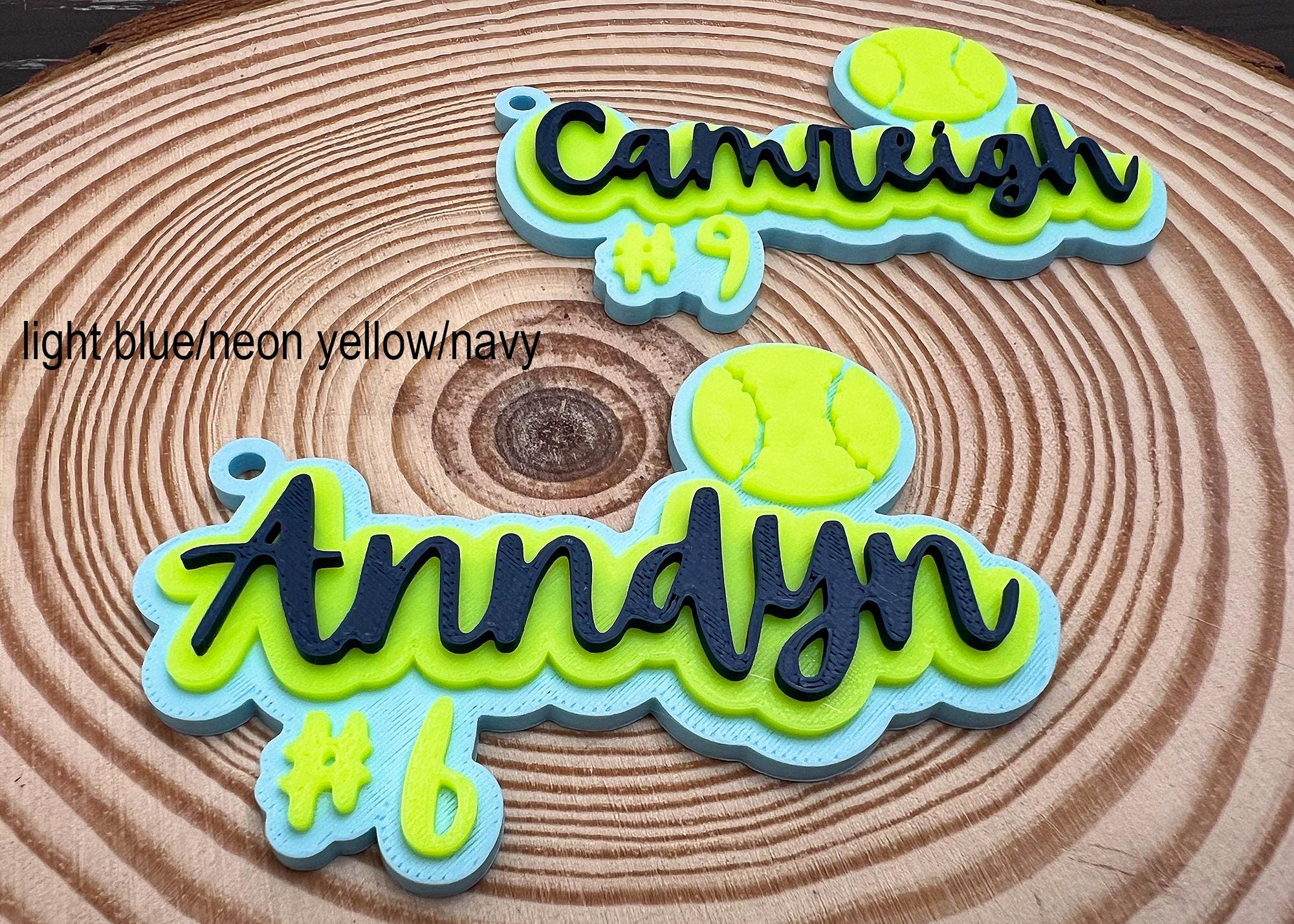 Personalized 3D Softball Bag Tag – Custom Name & Optional Number in 3 Colors