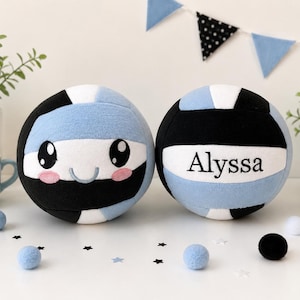 Personalized Fleece Volleyball Plush Pillow: Tricolor Stuffed Volleyball with Embroidered Name image 7