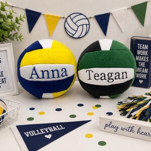 Personalized Fleece Volleyball Plush Pillow: Tricolor Stuffed Volleyball with Embroidered Name image 8