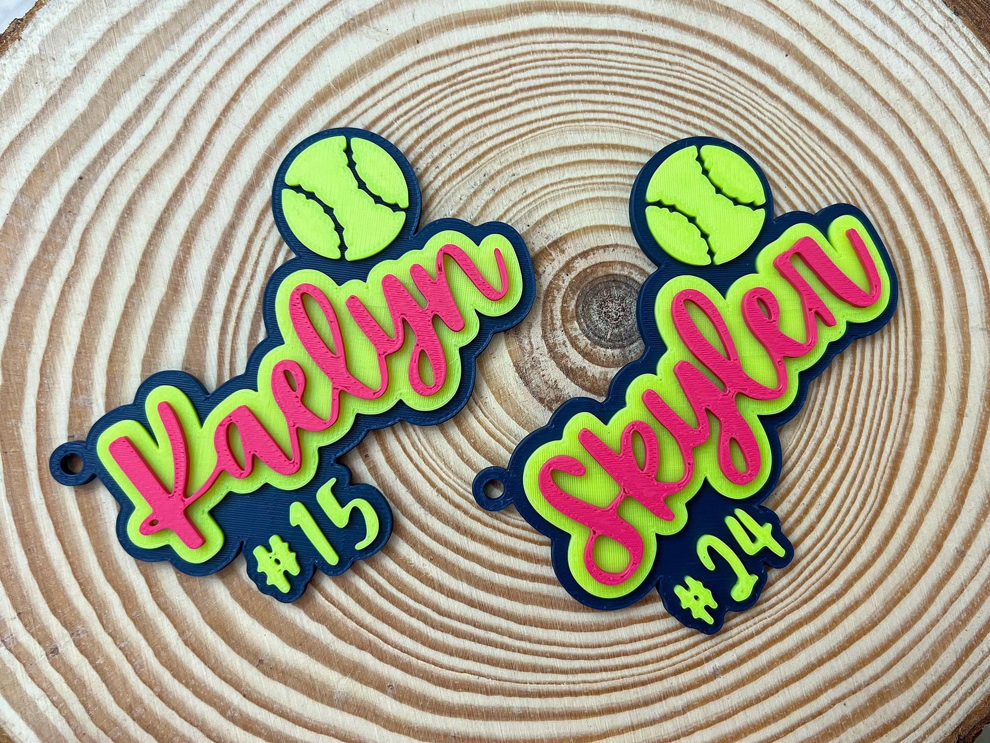 Personalized 3D Softball Bag Tag – Custom Name & Optional Number in 3 Colors