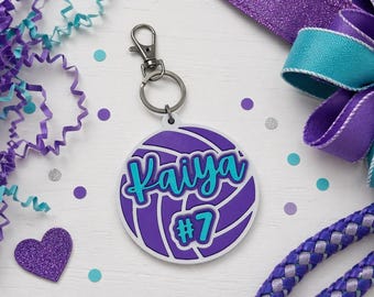 Personalized 3D Volleyball Bag Tag – Custom Name & Optional Number in 3 Colors