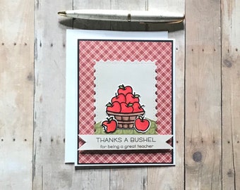 Teacher Apple Card, Teacher Gifts, Thank You Teacher Card, Handmade Gifts for Teachers, Back To School Teacher Gift, Apple Bushel Card