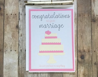 Funny Wedding Cards, Wedding Congratulations Card, Funny Wedding Gift, Wedding Cake Card, Paper Handmade Cards, Best Selling Items