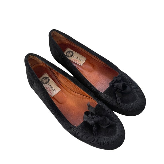 Lanvin Paris size 6.5 37.5 vintage black suede sl… - image 2