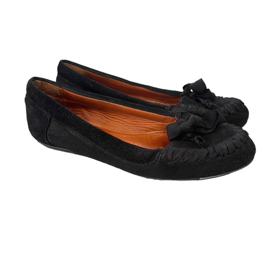 Lanvin Paris size 6.5 37.5 vintage black suede sl… - image 1