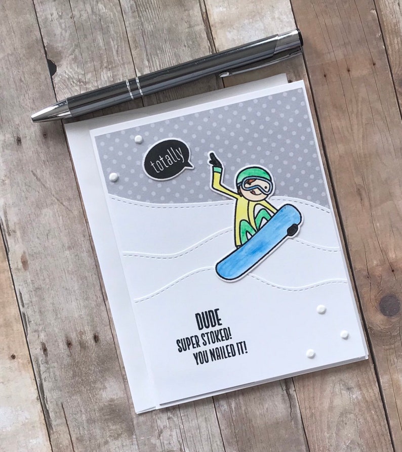 Congratulations Card for Him Snowboard Card Handmade Etsy