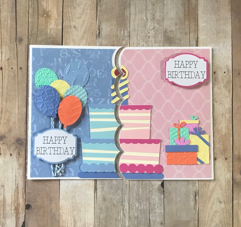 Twin Birthday Cards Paper Handmade Greeting Card Happy Etsy