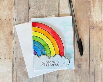Rainbow Card for Her, Pride Card, Watercolor Card for Him, Love Cards for Friend, Birthday Gifts, Birthday Cards, Rainbowcore Gifts