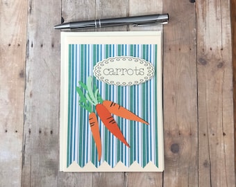 Carrot Greeting Card, Vegetable Harvest Card, Carrots Vegetable Art Card, Paper Handmade Greeting Card, Gardener Gift, Garden Gifts