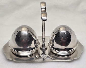Vintage Roberts & Dore Sheffield Silver Plated Salt Pepper Shaker Eggs Art Deco