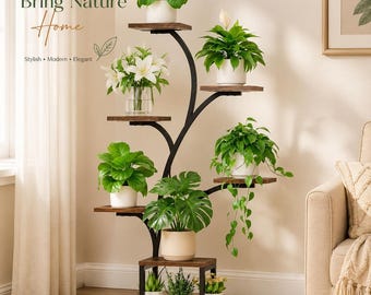 Indoor Plant Stand with Grow Light, 7 Tier Corner Plant Shelf