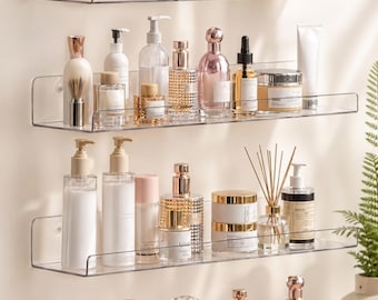 Acrylic Floating Shelves 4 Pack Clear Wall Bathroom Organizer 15 Inch Storage Shelf