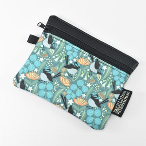 Small purse. Blue wren garden fabric features Australian flora and fauna.