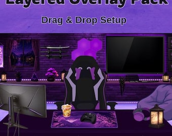 Anime Purple Stream Overlay Pack | Layered OBS Setup (Digital Download)