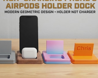 Soporte para teléfono/AirPods impreso en 3D / Organizador de escritorio, diseño geométrico moderno