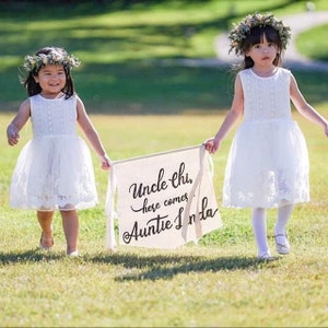 Wedding sign, Flower girl sign, Ring bearer sign, Ring bearer banner, Rustic ranch wedding, Here comes the bride, Custom wedding banner