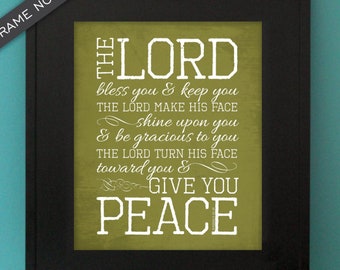 Numbers 6:24-26, The Lord Bless You, Inspirational Quote, Subway Art. Motivational. Unframed