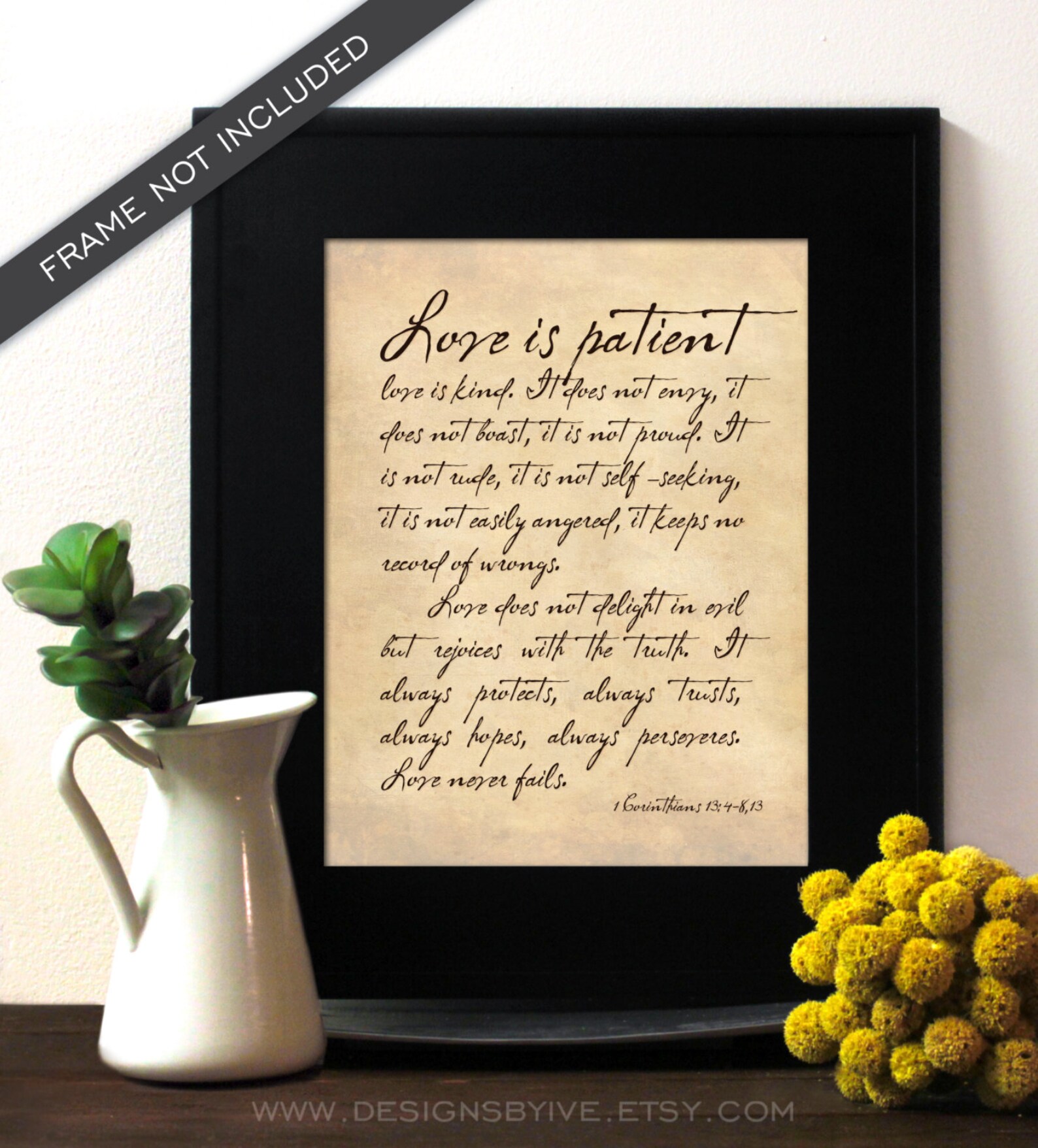 1 Corinthians 13 Calligraphy Script English French or | Etsy