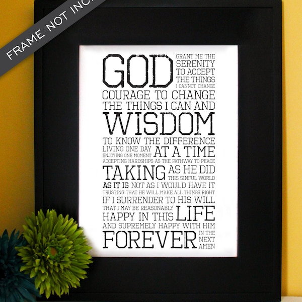 Oración de serenidad. El AA promete. Regalo motivacional de recuperación, cita inspiradora. Arte del metro, sin marco