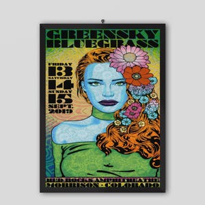 Greensky Bluegrass 2019 Red Rocks Morrison, Colorado, USA. Music Wall Art Poster, Music Vintage Poster, Music Retro Poster Print. Printable.