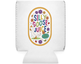 Silly Goose Juice Can Cooler - Aesthetic Beer Koozie for Bachelorette Party, Boating, or Summer BBQ - Neoprene 12oz Soda Cover