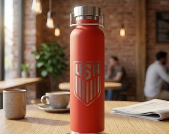 USMNT Soccer Shield Insulated Water Bottle – 22oz Stainless Steel Flask – USA Fan Gear