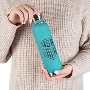 Botella de agua isotérmica con el escudo de la selección nacional de fútbol de EE. UU. – Botella de acero inoxidable de 650 ml – Artículos para aficionados de EE. UU. imagen 12
