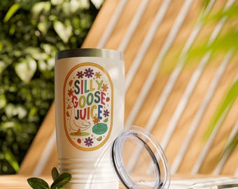 Silly Goose Juice 20oz Insulated Tumbler - Stainless Steel Travel Mug with Lid - Aesthetic Water Bottle - Gift for Her, Students, or Friends