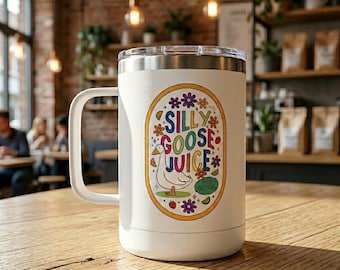 Silly Goose Juice Insulated Coffee Mug – 15oz Stainless Steel Tumbler with Handle