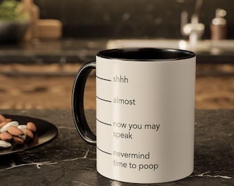 Funny Coffee Mug – "Time to Poop" Gauge, Sarcastic Office Gift (11oz or 15oz)