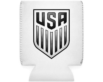 USMNT Soccer Fan Can Cooler - USA National Team Shield Logo - 12oz Neoprene Beer Sleeve - Soccer Gift for Men and Women - Game Day Koozie