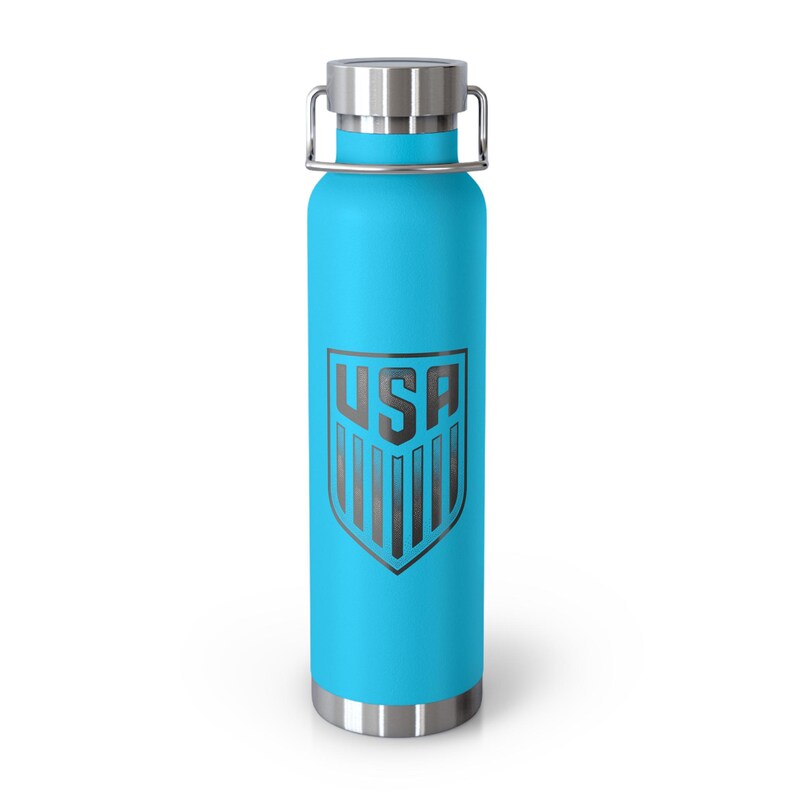 Botella de agua isotérmica con el escudo de la selección nacional de fútbol de EE. UU. – Botella de acero inoxidable de 650 ml – Artículos para aficionados de EE. UU. imagen 6