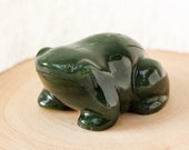 Green Nephrite Jade Frog, Carved Green Frog, Good Luck Frog, Canadian Nephrite, 35th Anniversary Gift