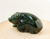 Green Jade Pig, Carved Nephrite Jade Pig, Good Luck Jade Pig, Healing Heart Chakra, Feng Shui Tool