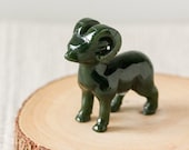 Green Nephrite Jade Sheep, Carved Jade Ram, Protective Crystal, Healing Jade, 35th Anniversary Gift, Gift for Dad