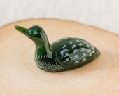 Green Nephrite Jade Loon, Carve Jade Loon, Green Jade Duck, Carved Jade Duck, 35th Anniversary Gift, Good Luck Jade, Healing Jade