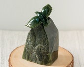 Green Nephrite Jade Eagle on Base, Carved Jade Flying Eagle, Canadian Nephrite Jade Carving, Gift for Dad