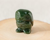 Nephrite Jade Owl, Carved Green Jade Owl, Protective Crystal, Good Luck Owl, Healing Jade, 35th Anniversary Gift