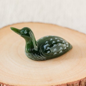 Green Nephrite Jade Loon, Carve Jade Loon, Green Jade Duck, Carved Jade Duck, 35th Anniversary Gift, Good Luck Jade, Healing Jade