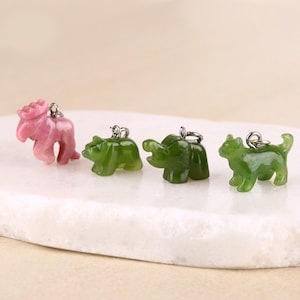 Nephrite Jade Animal Charm: Sterling Silver Necklace, Moose, Bear, Dog