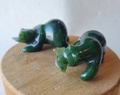 Green Nephrite Jade Bear Head Turn, Carved Jade Bear, Protective Crystal, 35th Anniversary Gift, Wealth Crystal